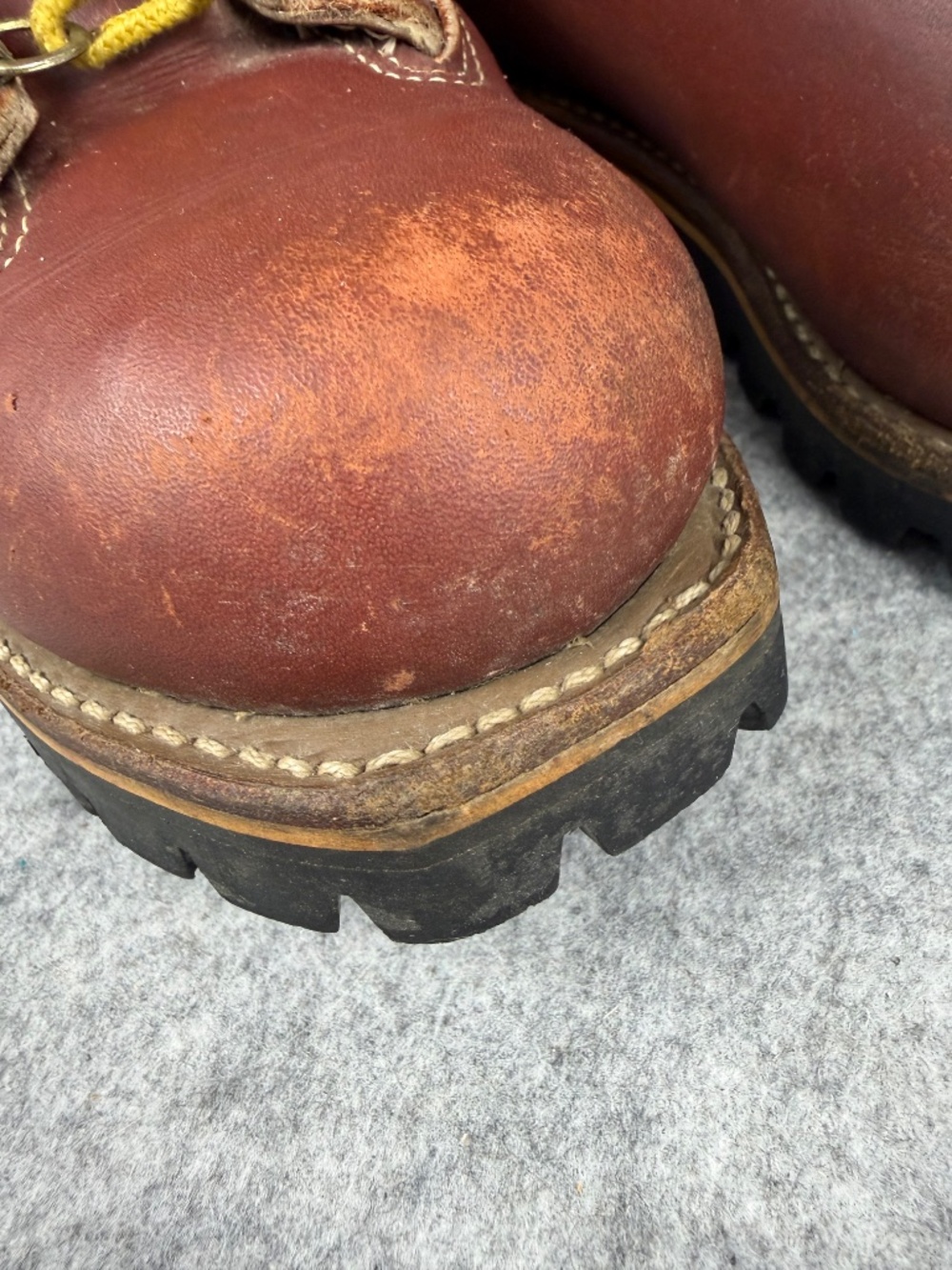 VTG Kush N Kollar Chippewa Brown Leather Work Boots Shearling Wool Insulated 11E - Picture 5 of 13